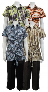 2pc Capri Set, Tunic , Button Down W/ Front Tie and Printed Top, SHERRY # 86703