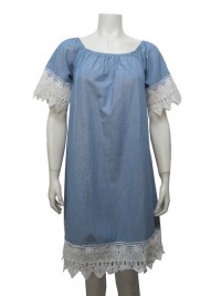 Dress Cotton, S. Sleeve W/ Lace, GABRIEL # 67377