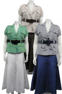 2pc skirt set plus size, linen type, with lined skirt and a belt sherry# 89355