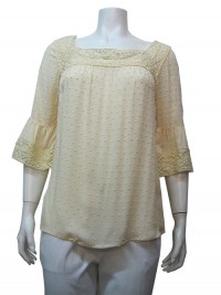 Blouse, 3/4 Sleeve , W/ Crochet, UNIQUE # 31077