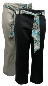 Capri, Cotton, Stretch W/ Back Pockets and Tie, LVN# JA6