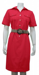 Dress W/ Belt, Buttons & Pockets, Stretch, S. Sleeve, SGO # 12915