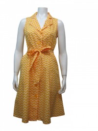 Dress, Sleeveless, Cotton, Printed, Button Down, W/ Side Pockets & a Tie, GBL # 83014