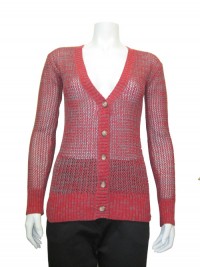 Sweater , Cardigan , Two Ton Open Stitch, RED PAINT # 6021