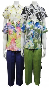 2pc Capri set, S.Sleeve, Button Down, Printed Top W/ Pockets, SHERRY# 83061