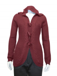 Sweater , Hoodie , Cardigan , W/ Cables & Novelty Buttons, RED PAINT # 6057