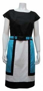 Dress, Color Block, W/ Lining, Stretch, & Belt, JFR # 3930S19