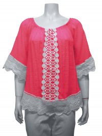 Blouse, S. Sleeve W/ Lace,  UNIQUE # 22860