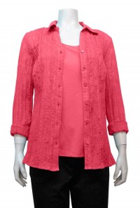 Blouse, 2pc, Burnout, Long Sleeve, Button Down, EKA # 5628