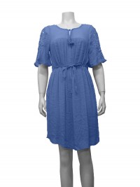 Dress S/Sleeve W/ Crochet Sleeve, Front Tie & Lining, GABRIEL # 44018